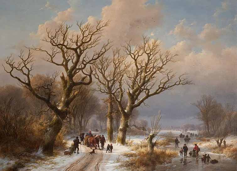 Eugene Verboeckhoven Winter Landscape with Horse